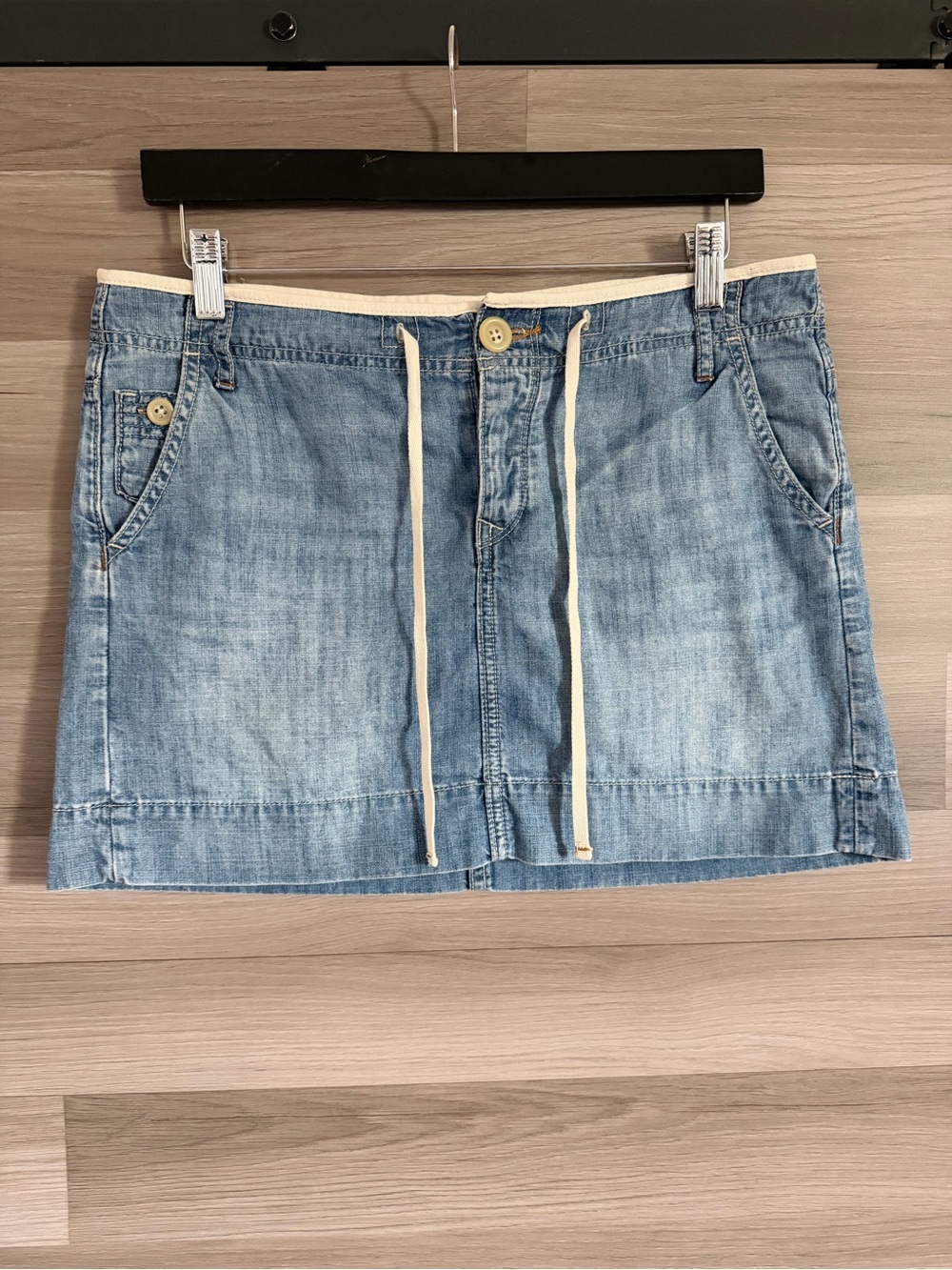 GAP Light Blue Denim Drawstring Mini Skirt